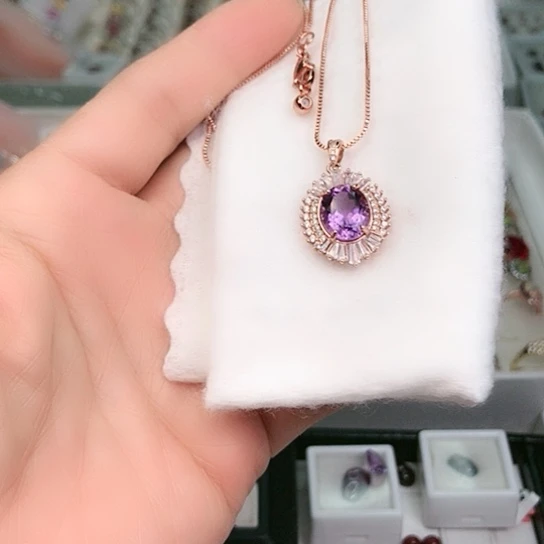紫晶颈饰银S925镶嵌