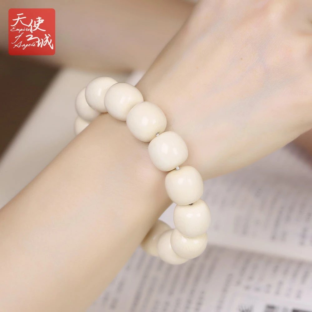 天然猛犸象牙老型珠手串满纹冰料文玩念珠串把件