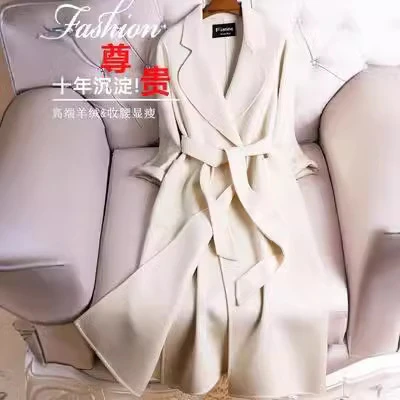 双面羊绒大衣女中长款白色高端2025秋冬新款显瘦韩版毛呢外套批发