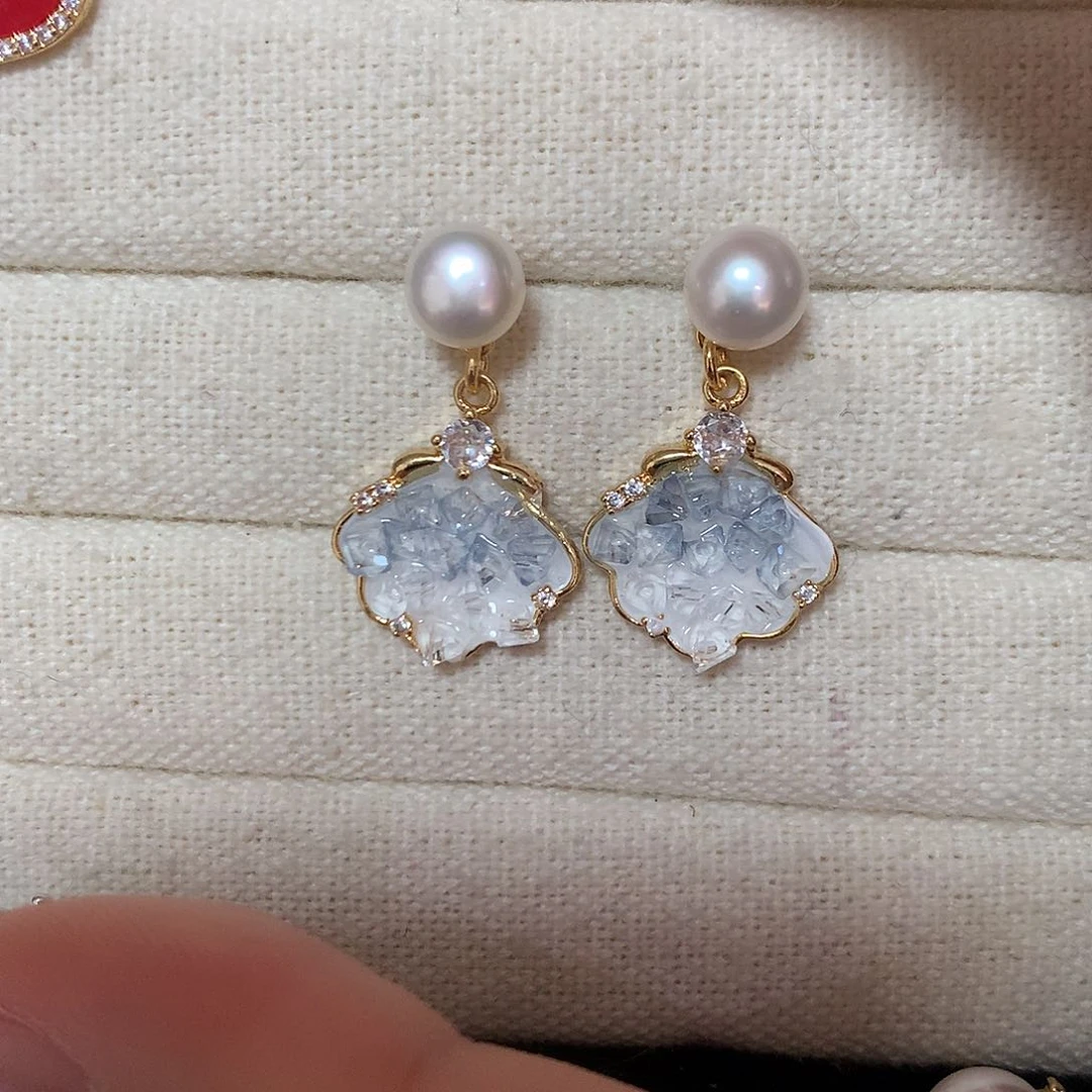 淡水珍珠耳饰合金