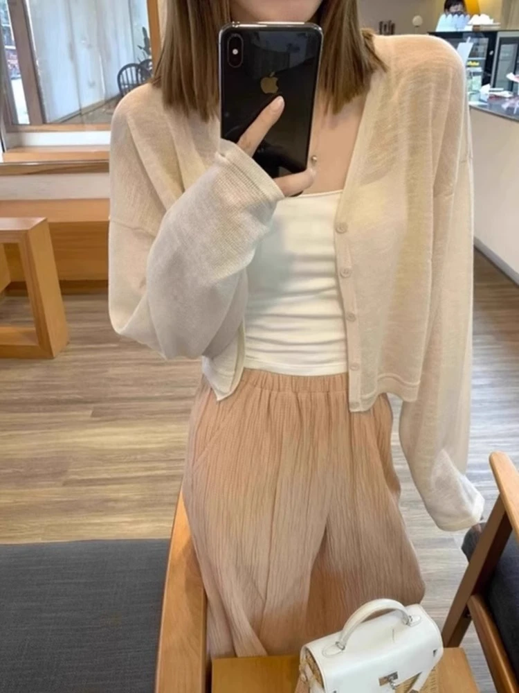 Z法式防晒开衫女薄款夏季吊带裙外搭罩衫冰丝外套坎肩空调衫披肩