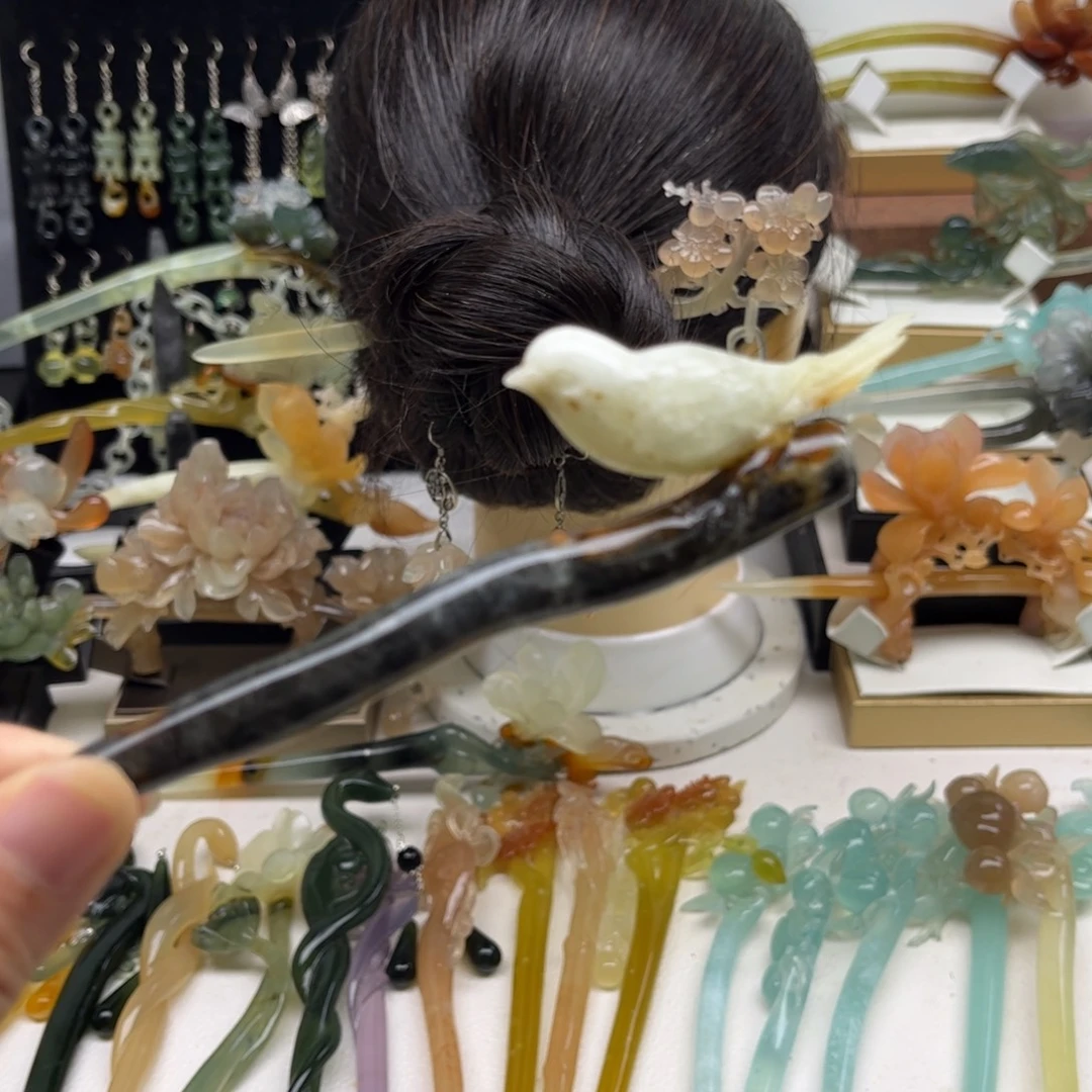 蛇纹石玉合金发簪