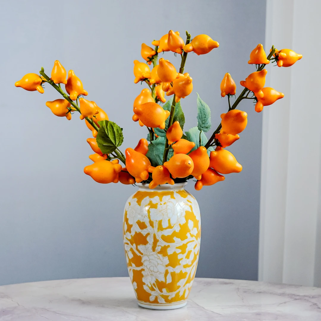 五代同堂黄金果仿真花室内插花客厅摆件高档客厅装饰摆件