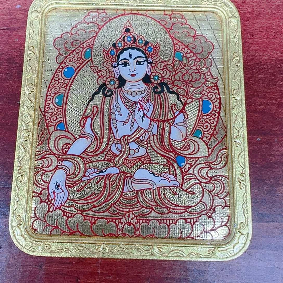 吊坠热贡手绘白度母唐卡