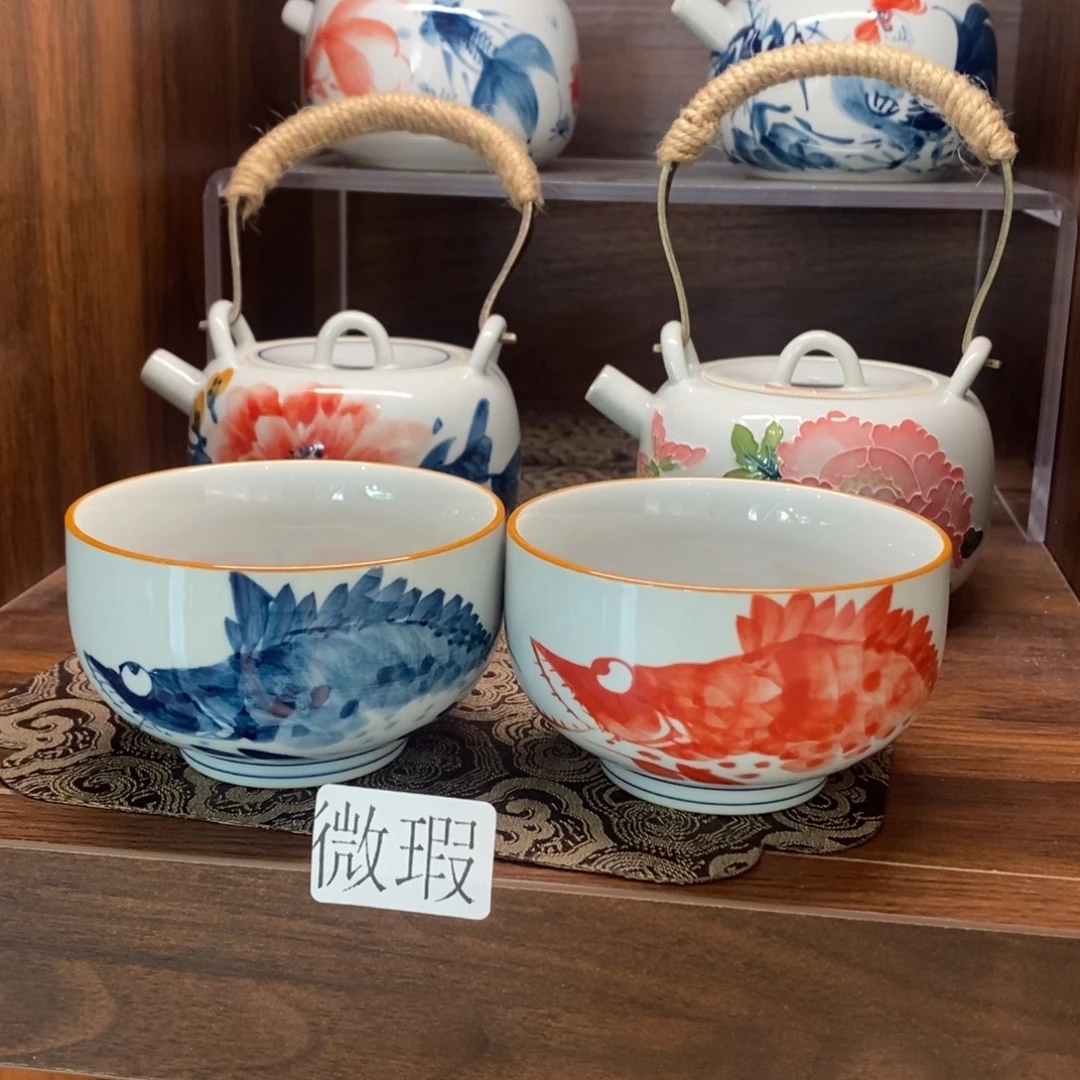 釉下彩老陶泥手工绘制