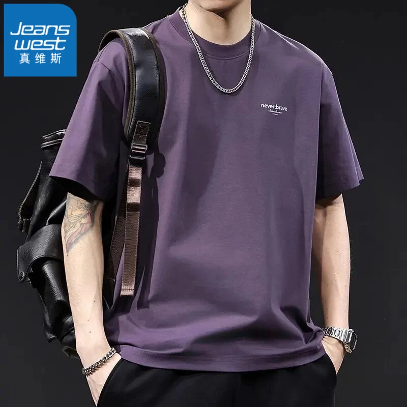 真维斯短袖t桖男士运动夏季半袖宽松潮设计韩版港风宽松男士短袖