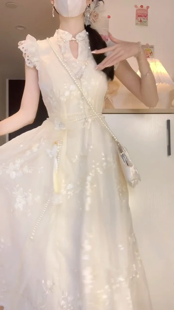 新中式国风裙子连衣裙女女装夏装气质仙女少女甜美蓬蓬裙新款夏季