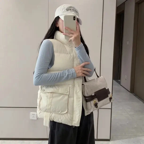 B238新款立领秋冬女士大码百搭外穿棉马夹坎肩短款韩版秋冬棉马甲
