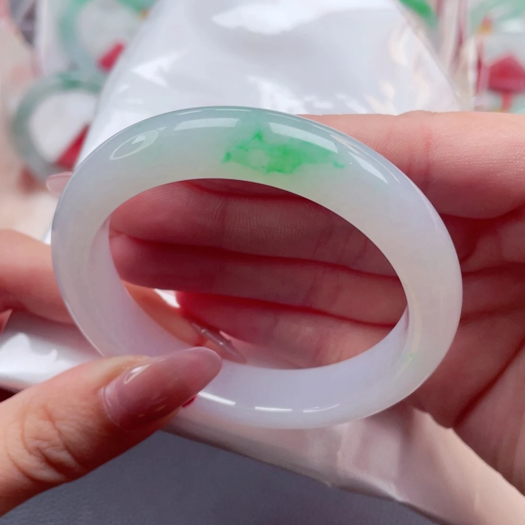 未镶嵌手镯翡翠535455阳春白雪 小葱拌豆腐 一清二白9号