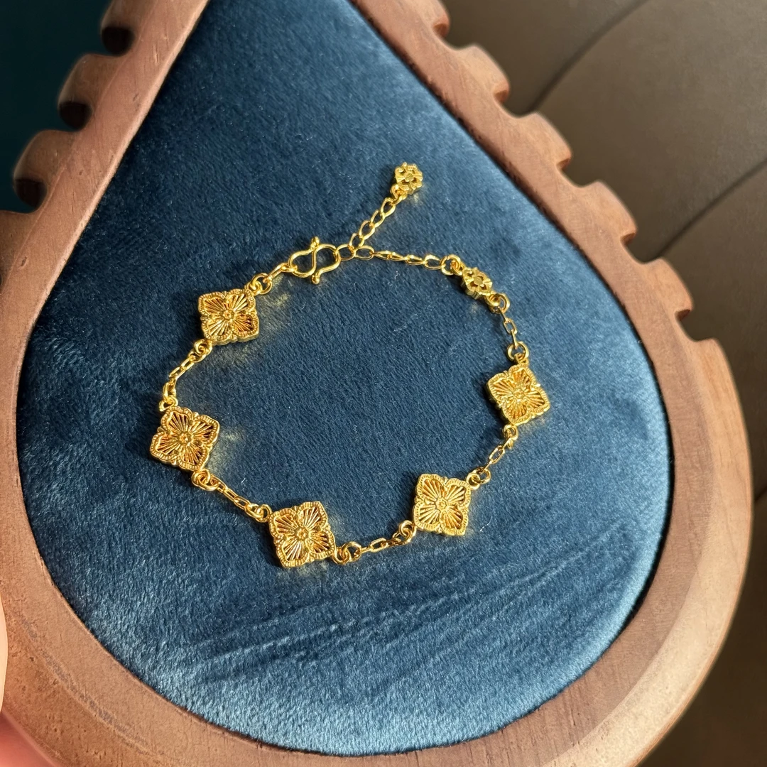 铜合金手链 四叶草【金运来财】