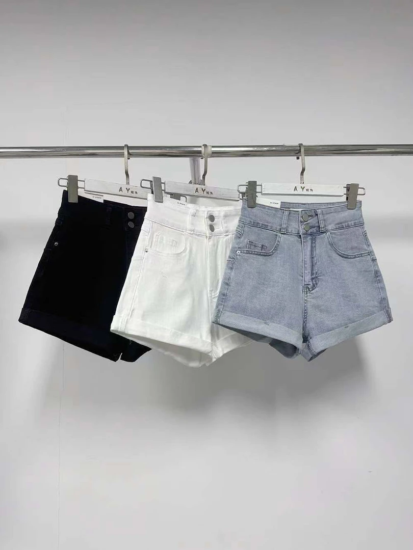 高腰牛仔短裤夏季显瘦宽松直筒阔腿休闲热裤