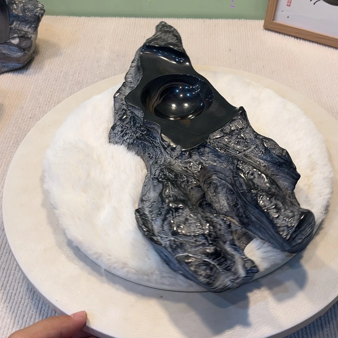 灵璧石原石砚台摆件