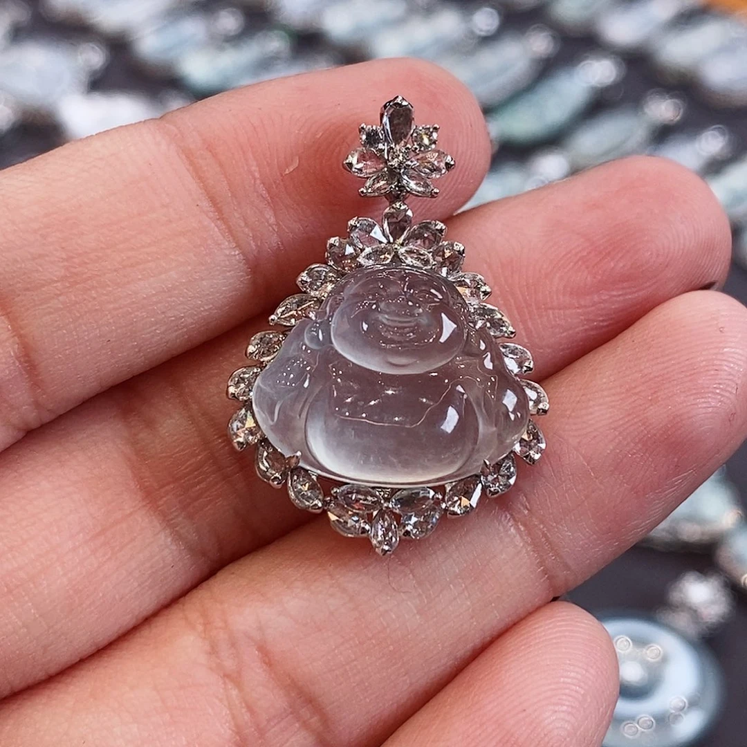 翡翠颈饰未镶嵌洛*米天然缅甸a货翡翠