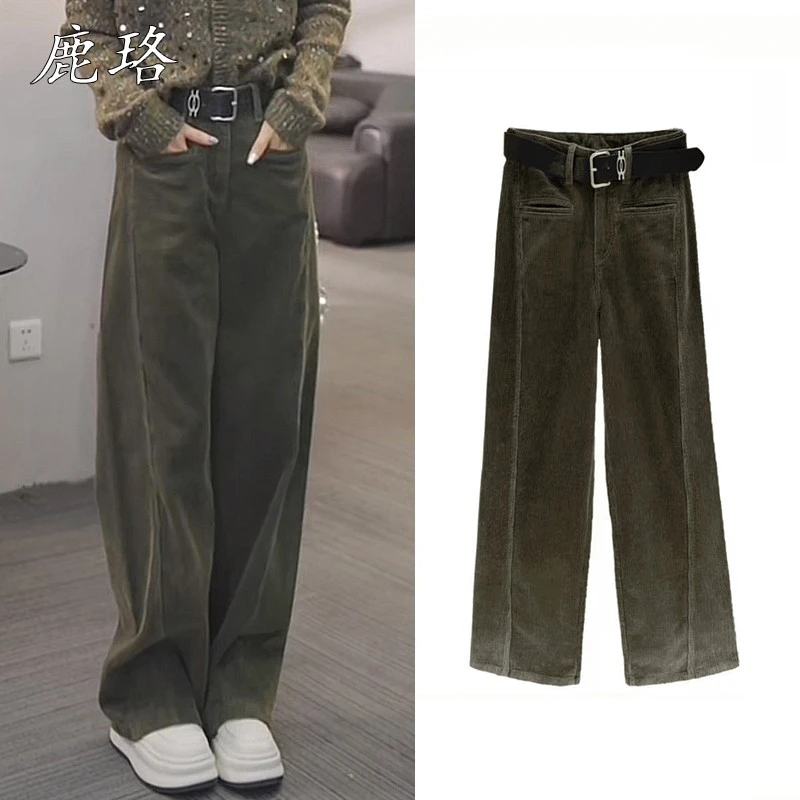 时尚洋气灯芯绒休闲裤女2025秋冬新款高腰显瘦时尚百搭长裤小个子