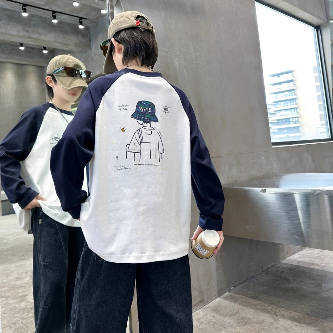 宝宝长袖T恤春秋款2025新款儿童装韩版宽松百搭痞帅气秋季打底衫t