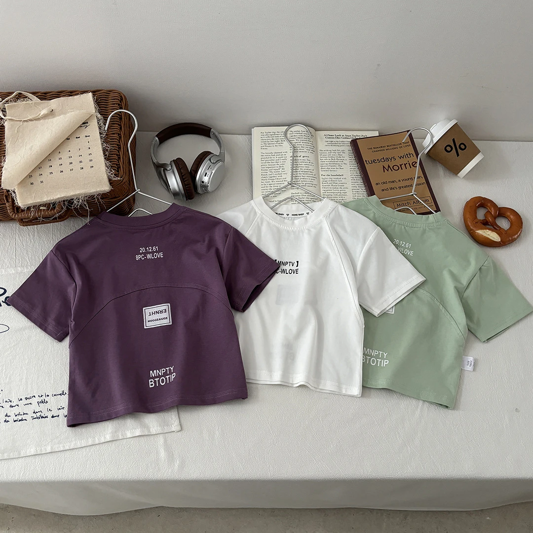 T恤2025夏季新款男女童休闲洋气中大童薄款夏装短袖上衣童装716