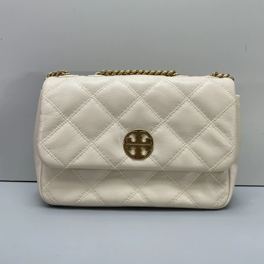 95新 TORY BURCH/汤丽柏琦 小林米白方胖子链条包23*16*7 B080501