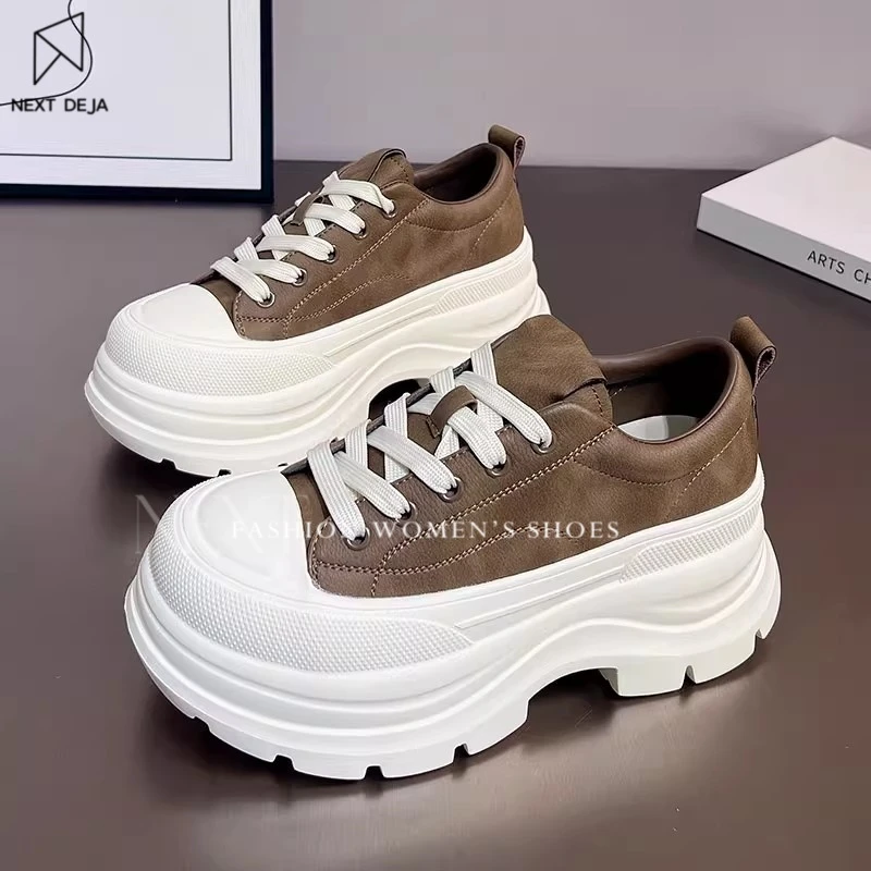 新款7cm厚底增高小个子休闲鞋真皮轻便鞋子女款秋冬