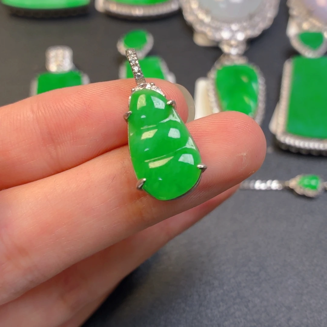 翡翠银S925镶嵌吊坠(不含链)