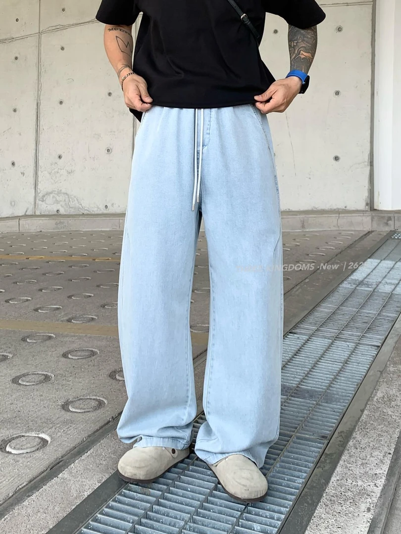 【高级感上身秒变长腿欧巴】实体高货浅蓝天丝牛仔弯刀裤夏款休闲裤