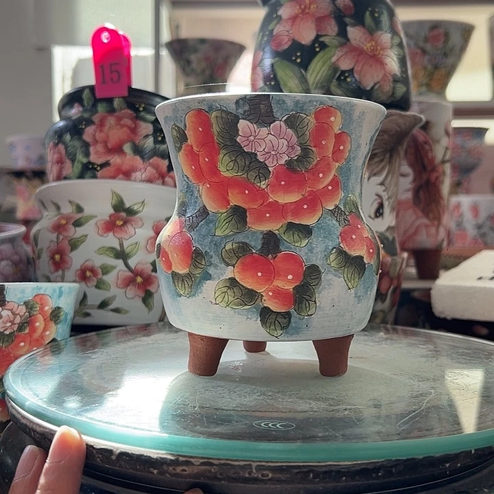 景德镇手绘花盆满38包邮偏远地区除外