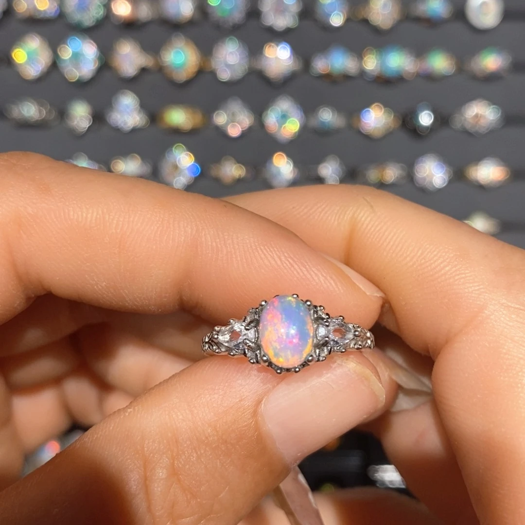 欧泊银S925镶嵌欧泊戒指