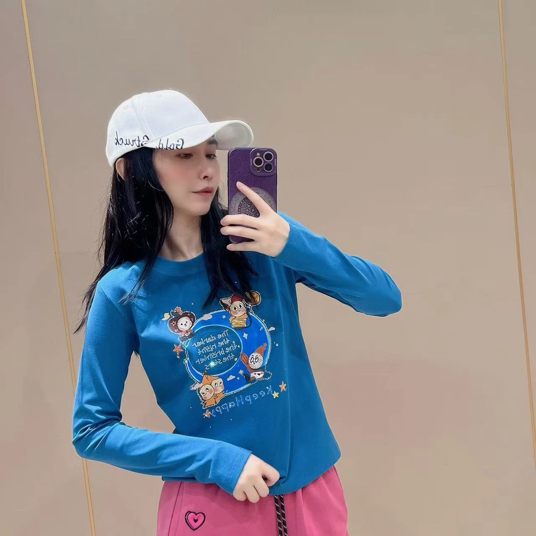 新款常规版型长袖打底女士509253显瘦洋气时尚百搭休闲体恤秋款