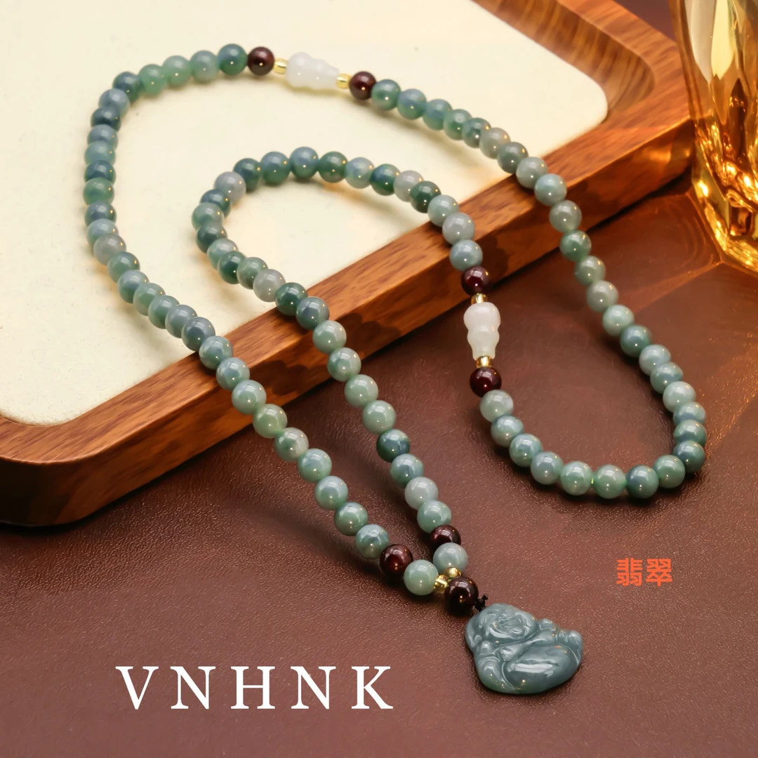 美可儿   N52     绿色（56cm5mm）翡翠复古气质项链