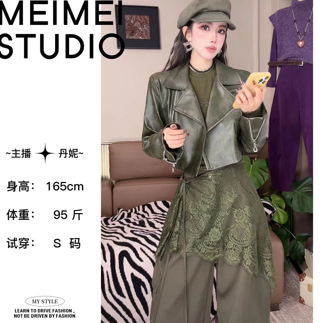 MEIMEI STUDIO秋季设计师潮流时尚百搭皮衣外套686-30773417