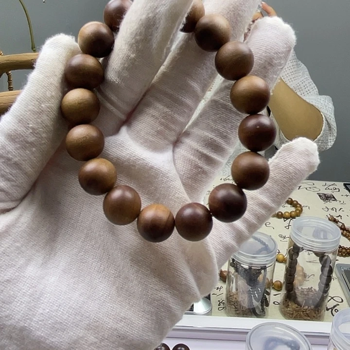 檀香木手串/手链开播福利1.2黑肉圆珠沉水焦糖 微瑕