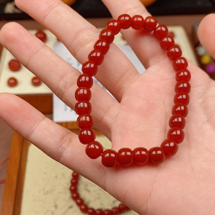 南红玛瑙玫瑰红手串合金