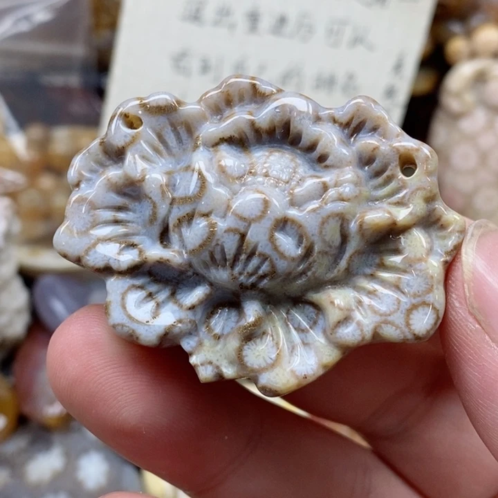 硅化珊瑚（珊瑚玉）未镶嵌颈饰黄*