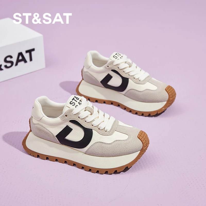 星期六官方旗舰店阿甘鞋时尚休闲鞋2025秋季新款厚底增高德训鞋女