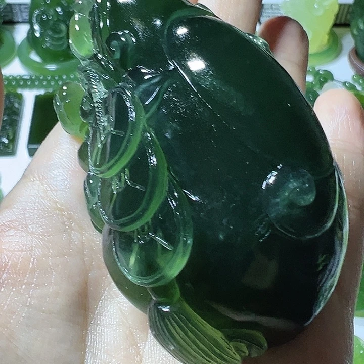 往***风蛇纹石玉合金手把