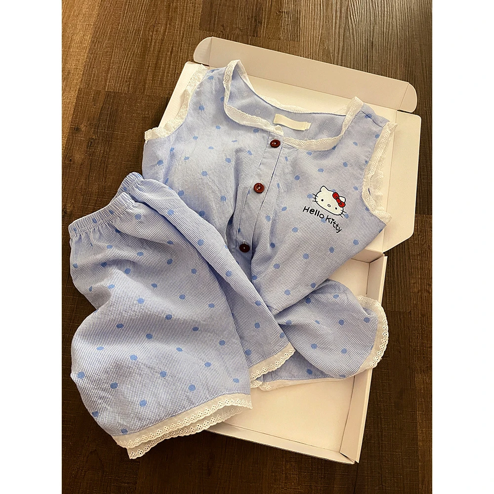 【艺凡】睡衣女夏薄款蕾丝背心短裤套装可爱家居服ins韩版可外穿