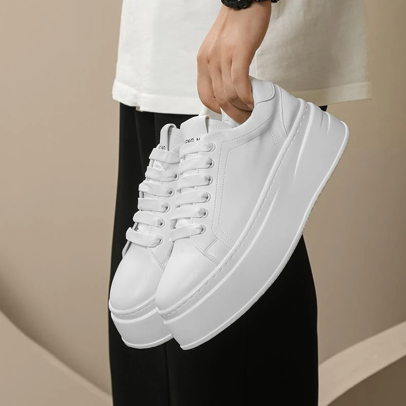 Bambetel内增高鞋子男秋冬新款保暖男士百搭厚底小白鞋休闲男鞋潮