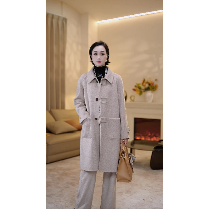 【赞妈甄选】秋冬新款牦牛绒双面绒大衣中长时尚百搭外套ZM1710N