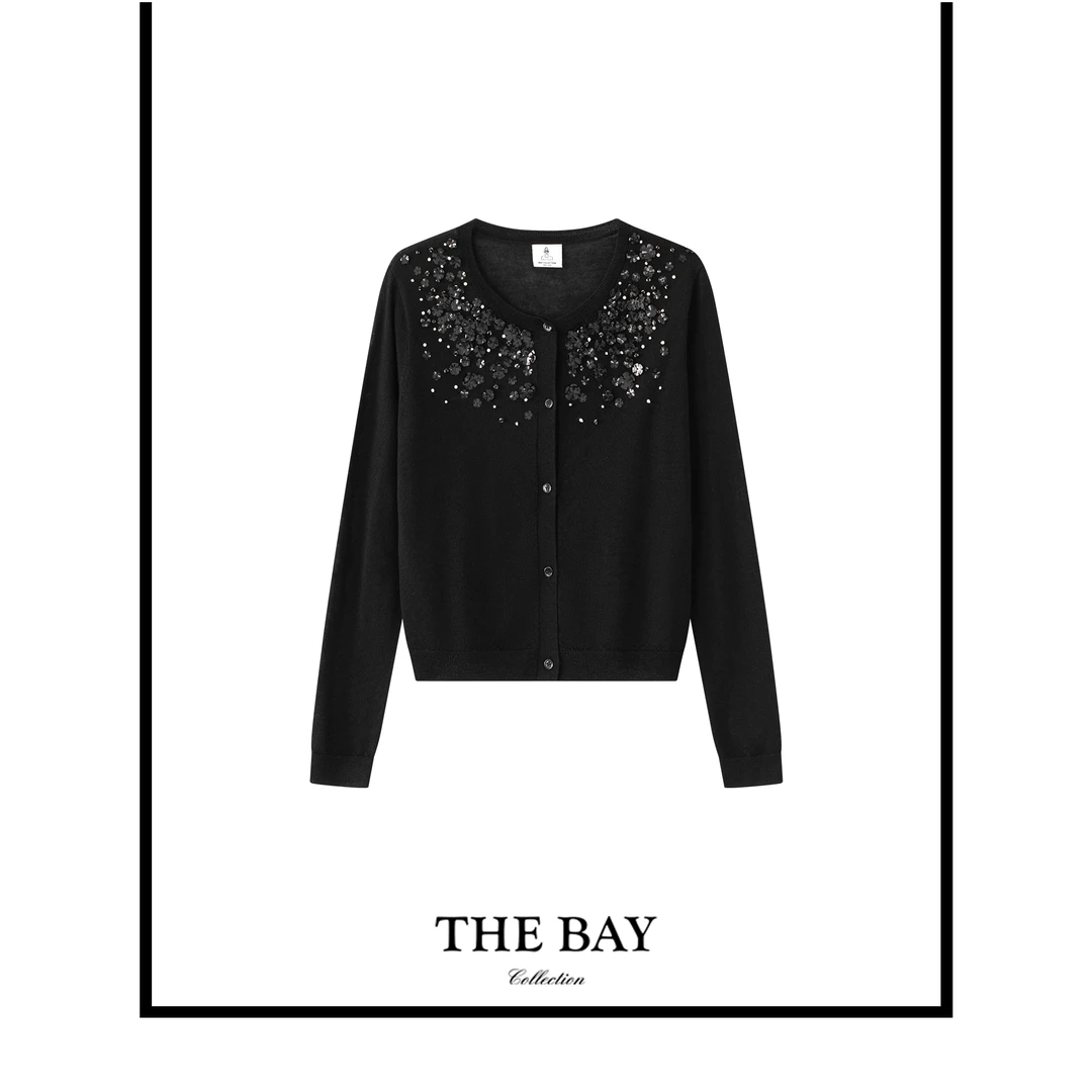 TheBay【繁雾花开】手工钉珠开衫25-1079
