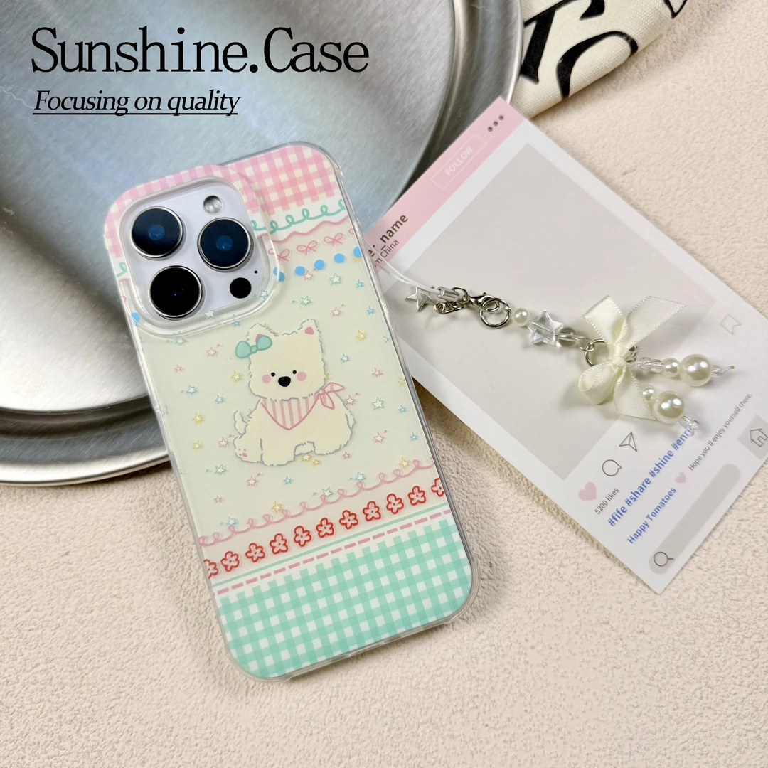 蝴蝶结小狗IMD手机壳适用苹果华为vivo小米oppo女款iphone16/15