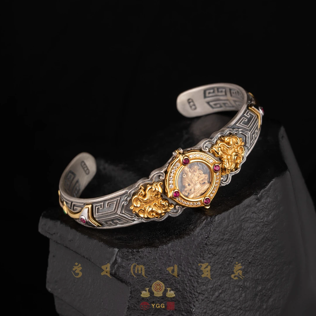 925银银制品 【般若·万象】莲花手观音精工妙相开口镯/COPX87