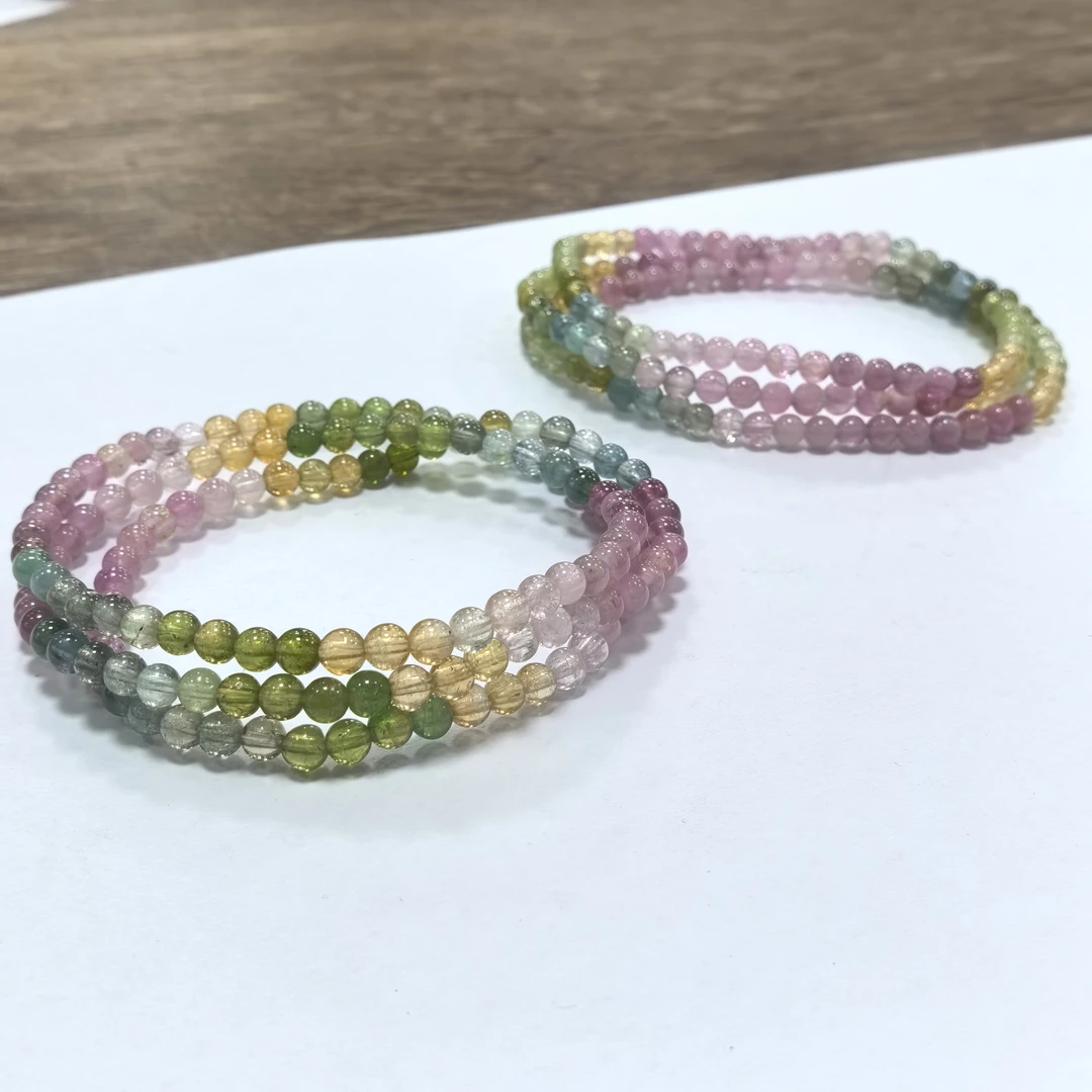 【书记甄选】天然碧玺三圈手链 多样式发一件 约4mm 7663QQ