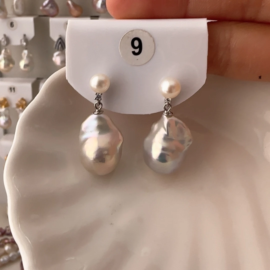 淡水珍珠耳饰银S925镶嵌
