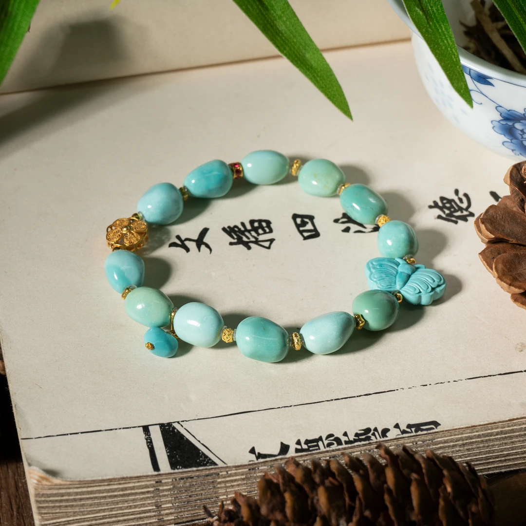 【世间臻宝】18K绿松石DIY手串/Q1691/9mm+/多样性发一件/2