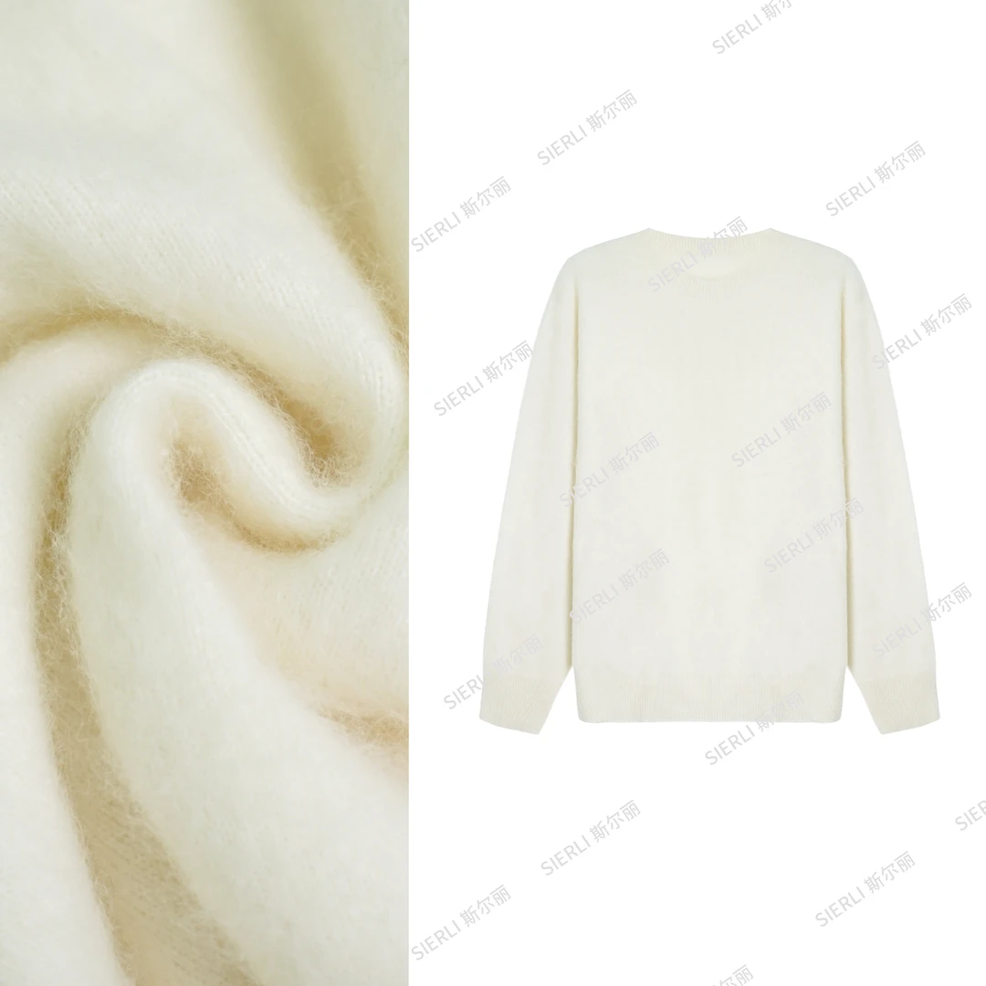 【斯尔丽】专柜正品山羊绒极简风圆领毛衣高端百搭休闲D317
