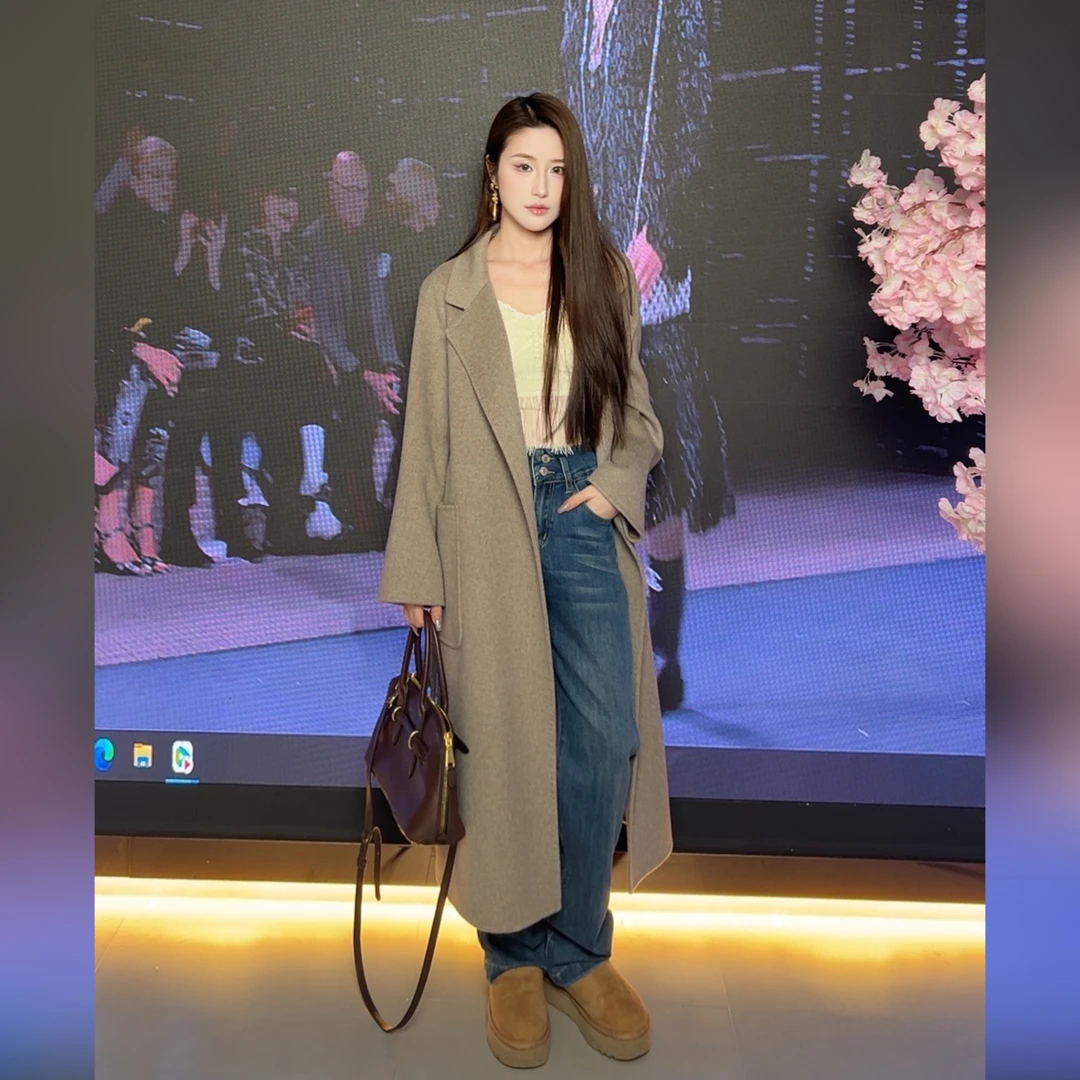 【A15伦敦之夜】115衣长秋冬新款羊毛大衣时尚宽松女士毛呢外套