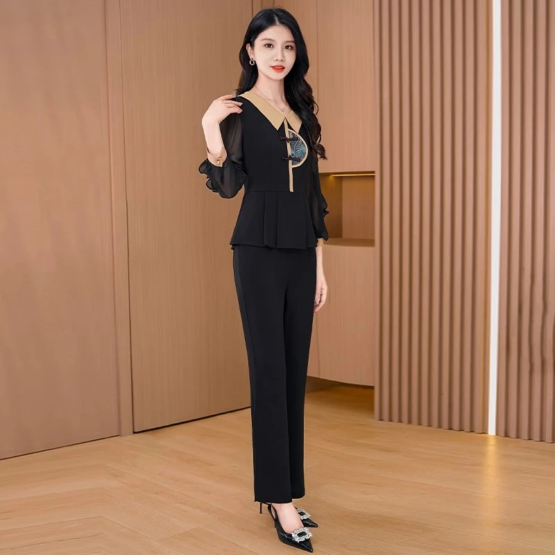【两件套】18295夏季优雅洋气气质时尚休闲薄款收腰显瘦套裤-XZY