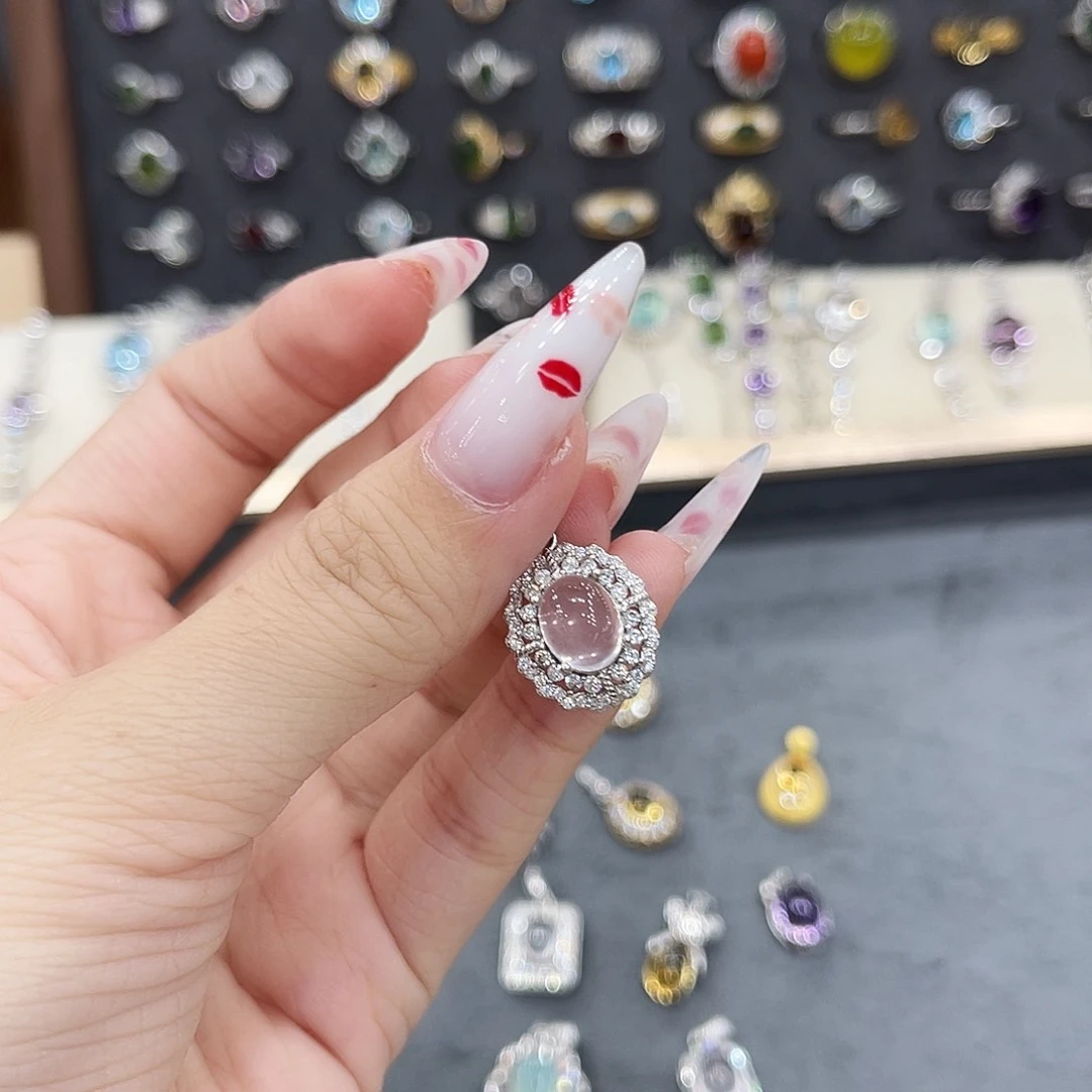 岫玉银S925镶嵌吊坠吊坠