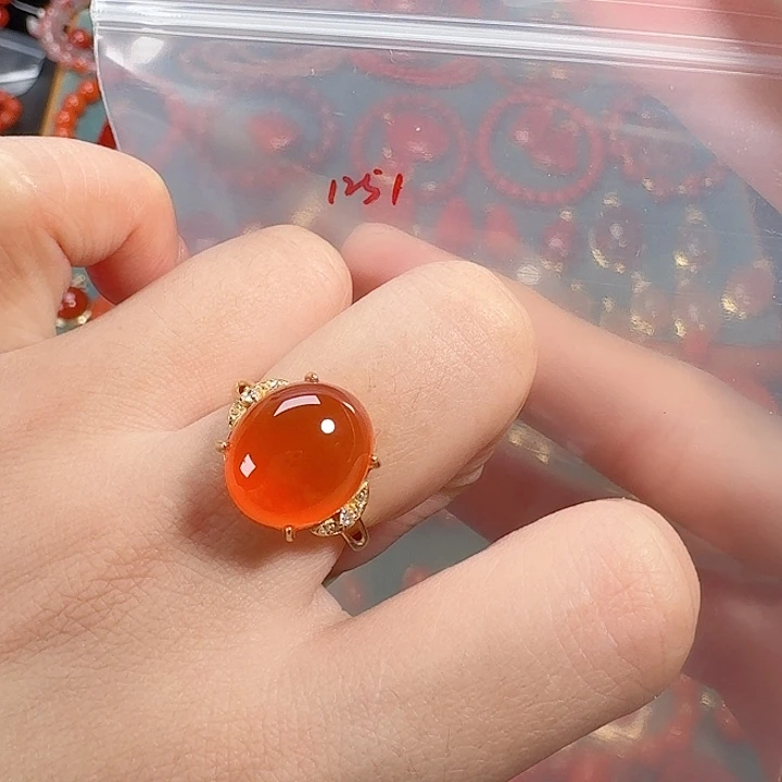 南红玛瑙银S925镶嵌戒指