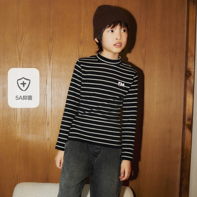littlemoco童装冬装新款男女童5A抑菌半高领打底T恤#KBD4TEET01
