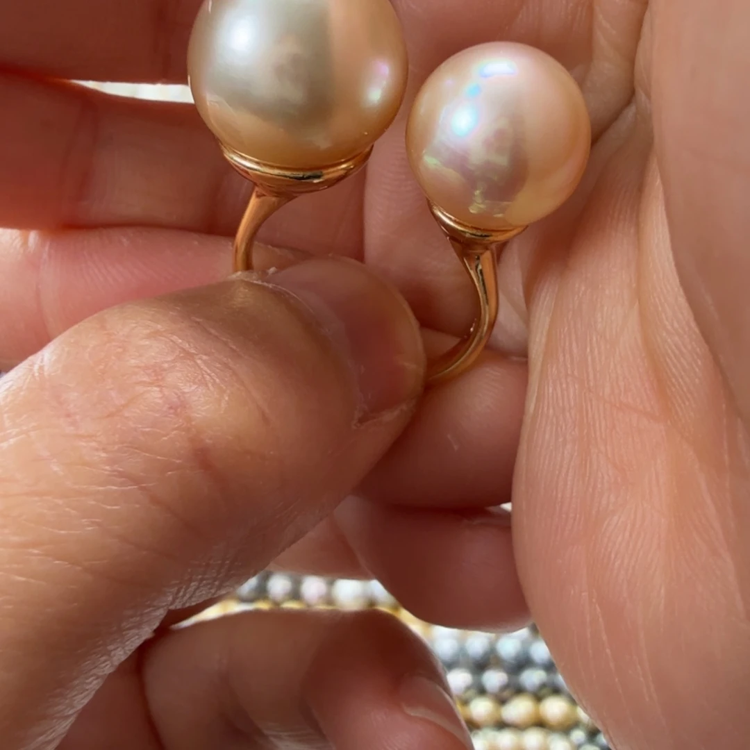 戒指银S925镶嵌海水珍珠